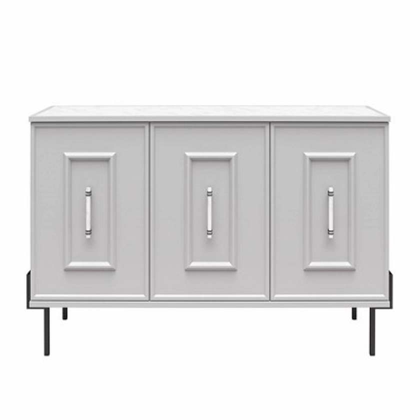 Liberty 3 Door with Marble Top Accent Cabinet Dove Gray - CosmoLiving by Cosmopolitan