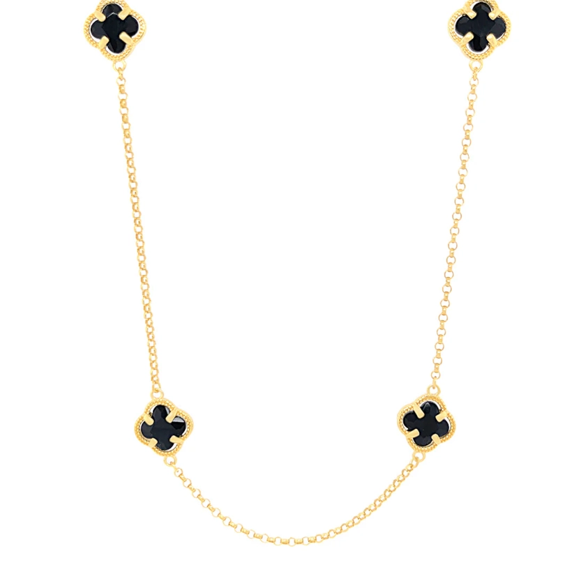 9ct Yellow Gold Silver Infused 4 Leaf Clover Necklace