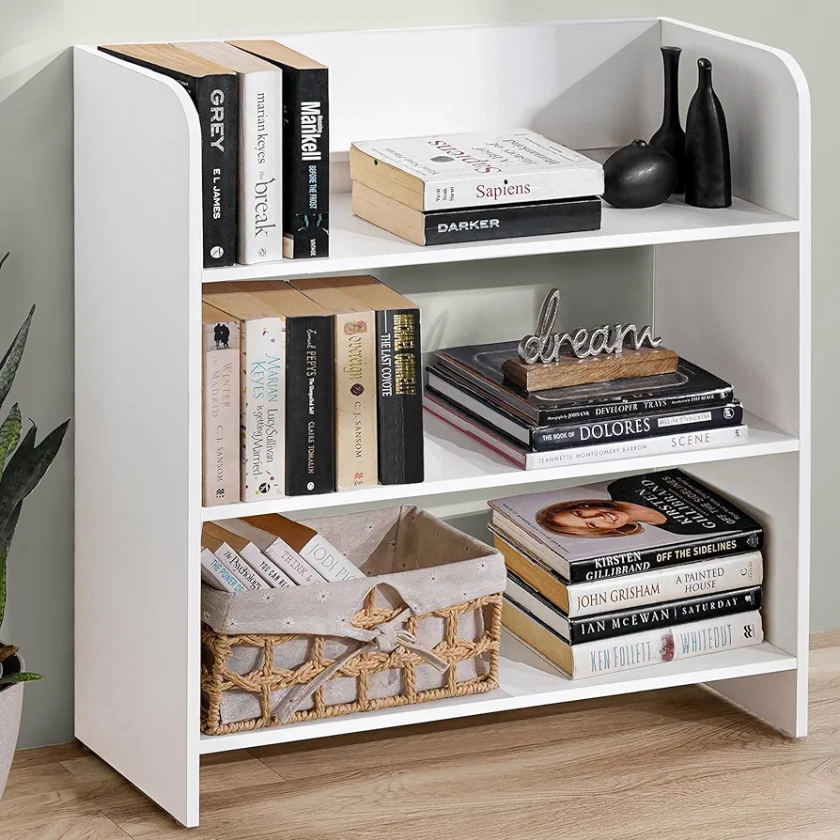 ABOUT SPACE Engineered Wood Bookcase with 3 Tier Books Storage Organizer for Kids Multipurpose Shelves for Home, Office, School, Study Room Open Display & Utility (White - L 2 x B 0.8 x H 2.5 ft) : Amazon.in: Home & Kitchen