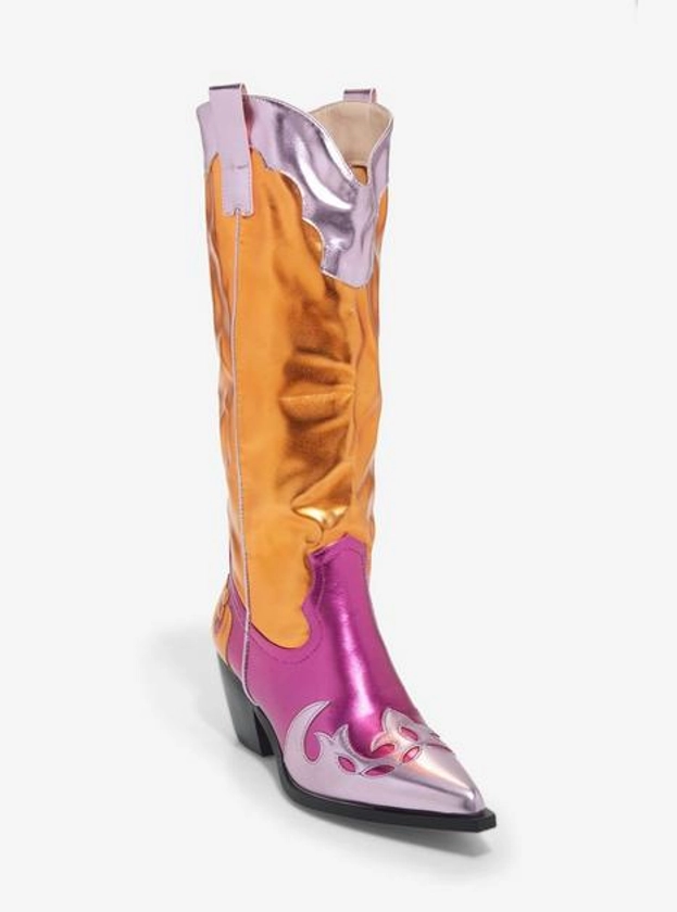 Azalea Wang Hendrix Pink & Orange Cowboy Boots | Hot Topic