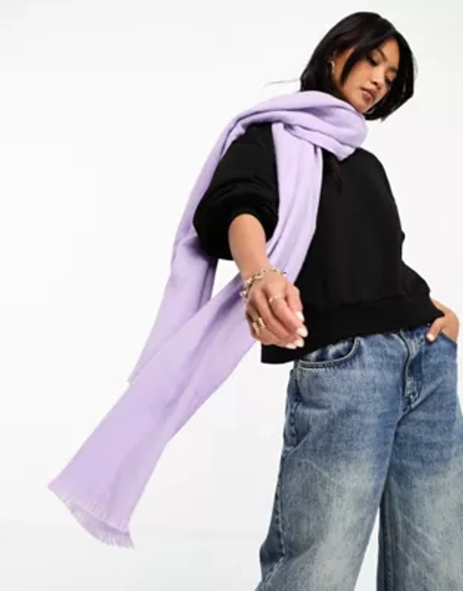 ASOS DESIGN raw edge scarf in lilac | ASOS