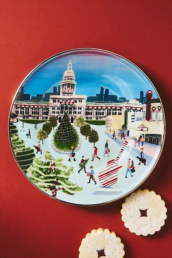 Holiday In the City Stoneware Dessert Plate 