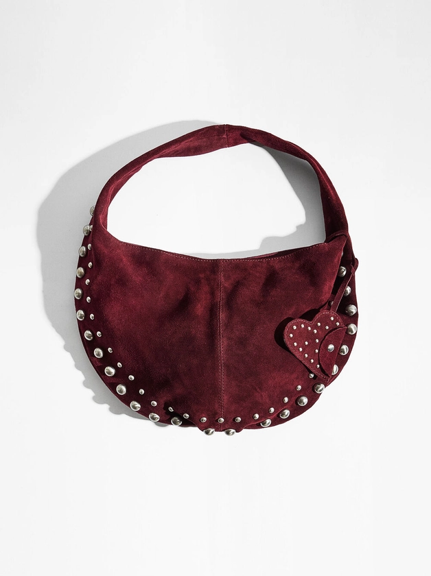 Bolso De Hombro De Piel Con Tachuelas