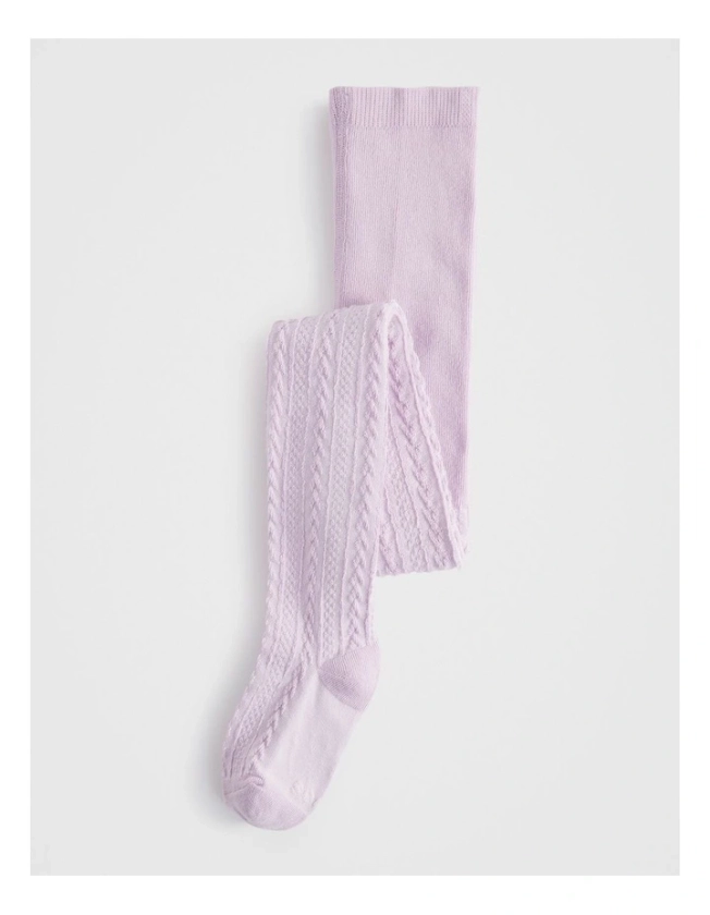 Cable Knit Tights in Orchid