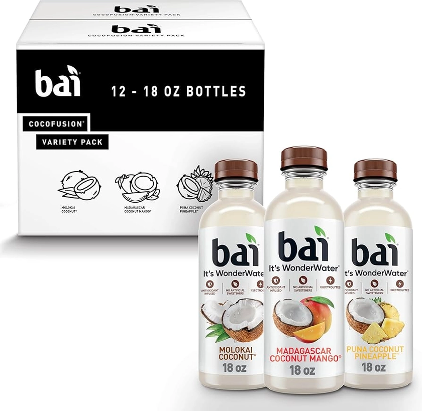 Amazon.com: Bai Coconut Variety Pack, Antioxidant Infused Water Beverage, with Vitamin C and No Artificial Sweeteners, 18 fl oz bottles, 12 pack : Grocery & Gourmet Food