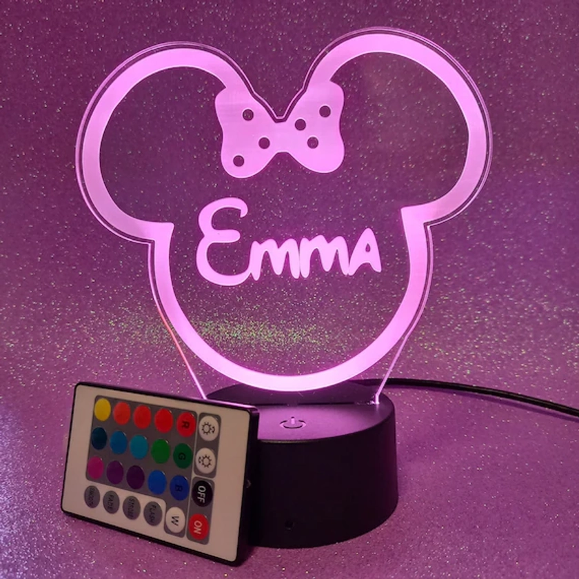 Custom LED lamp, multicolor lamp, bedside lamp for bedroom, minnie lamp, personalized lamp, little mouse