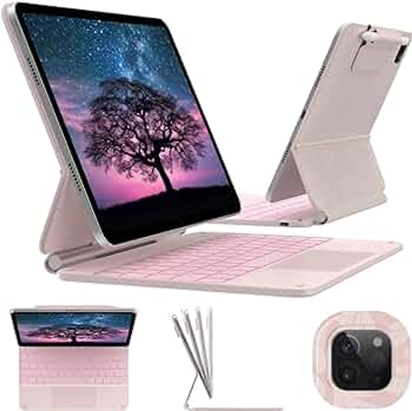 typecase Keyboard Case for iPad Pro 11 inch (4th/3rd/2nd/1st Gen) and iPad Air (4th/5th Gen),Magic Keyboard for iPad Pro 11, Multi-Touch Trackpad, 11 Colors Backlight,Light Regal Pink