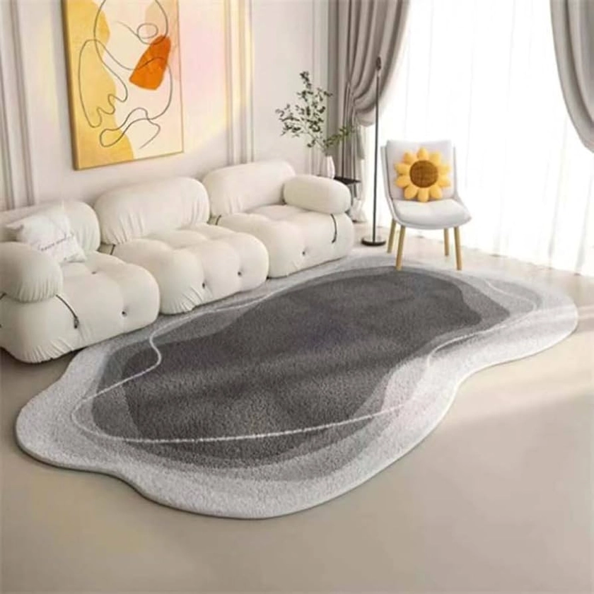 [LJKI] Rug Mat, Oval Shape, 39.4 x 63.0 inches (100 x 160 cm), Cute, Washable, Dust Mites, Antibacterial, Odor-Resistant, Mildew Resistant, Soundproofing, Mat, Anti-Slip, Round, Suitable for Hot