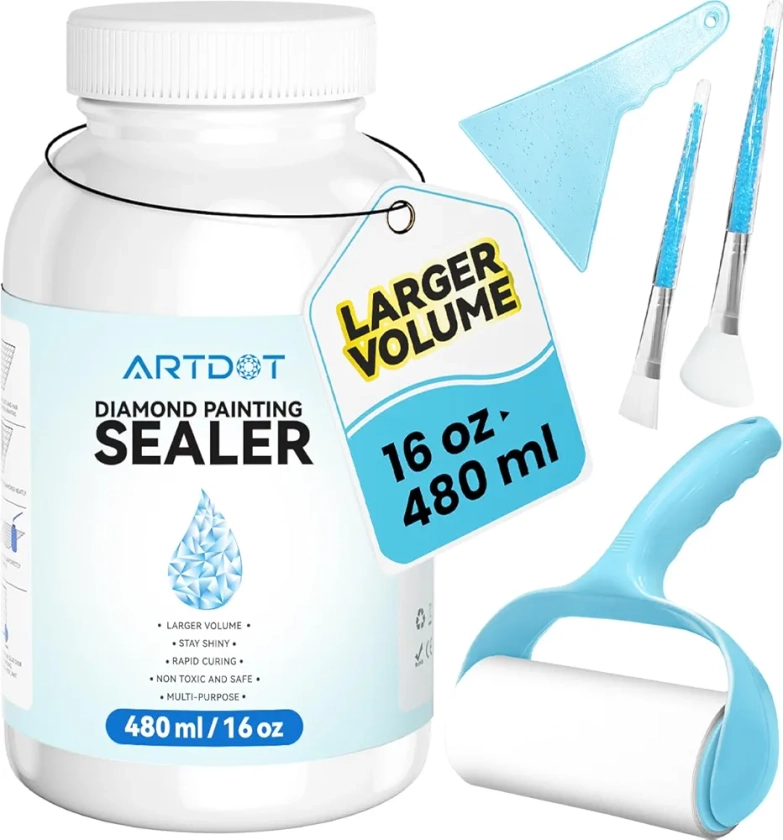 ARTDOT 16 oz/480 ml Colle pour Diamond Painting Kit Complet, Scellant de Grande Capacité Comme Diamond Painting Accessoires et Colle Puzzle