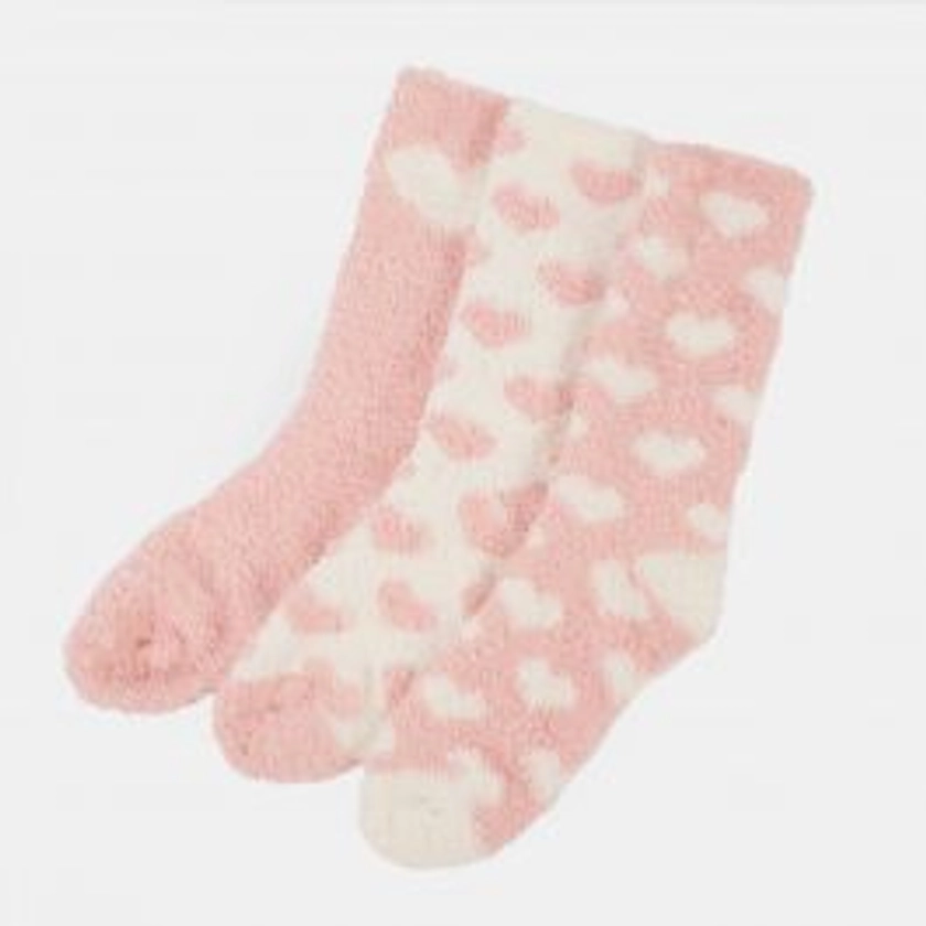 OHS Heart Fluffy Fleece Socks, Blush - 3PK