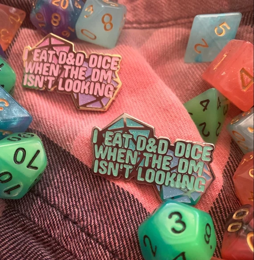 Dnd Dice Eater Glitter Enamel Pin