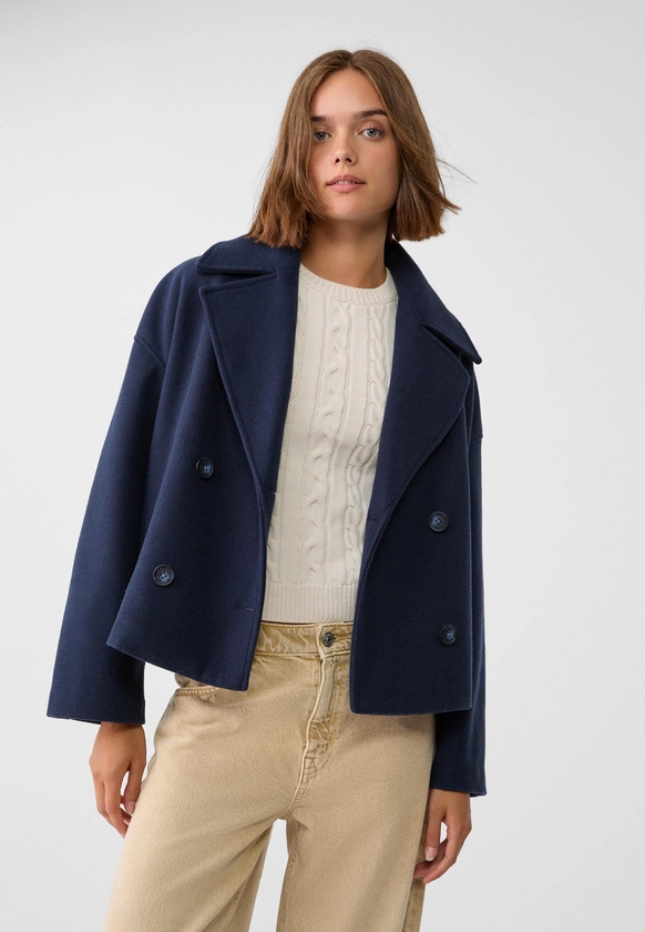 Short double-breasted coat - Women's Jackets | Stradivarius United Kingdom