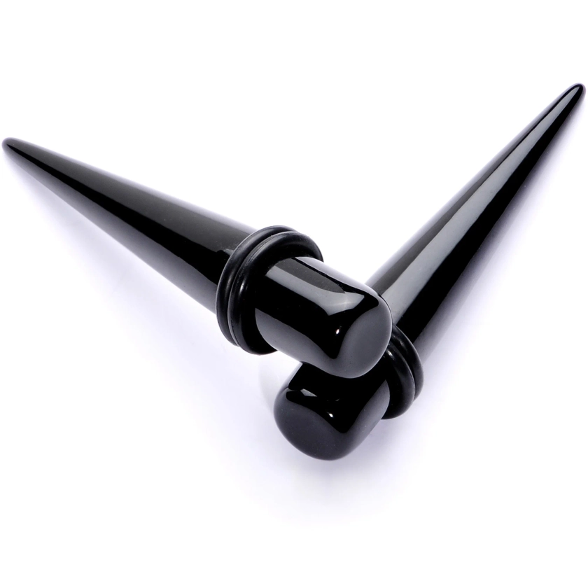 Lightweight Black Acrylic Straight Taper Set 10mm to 25mm