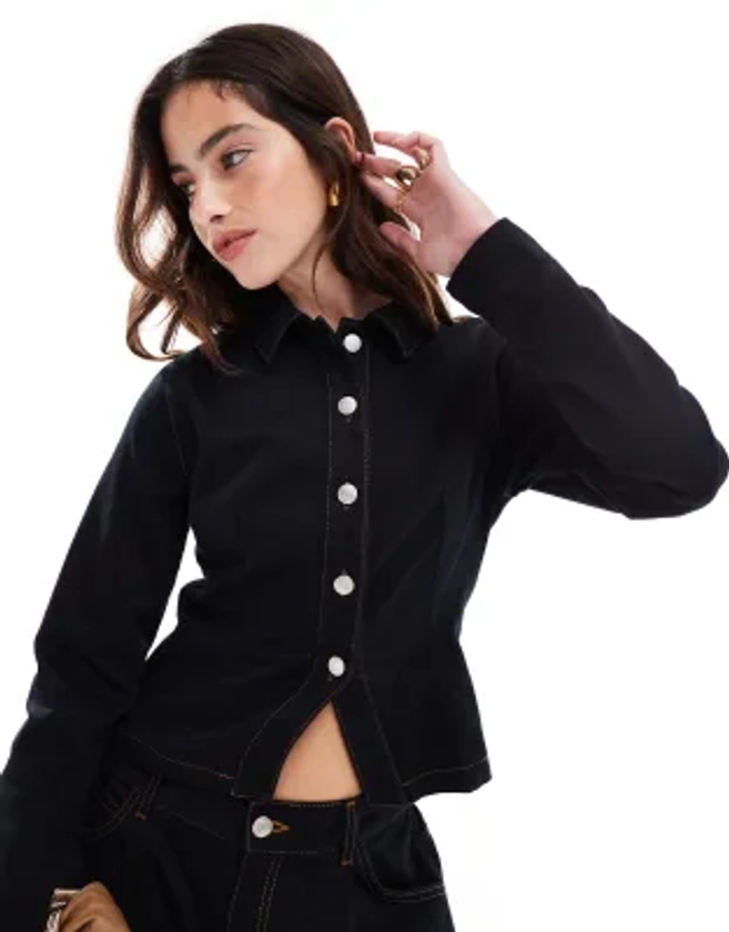 ASOS DESIGN - Veste en jean cintrée - Noir | ASOS