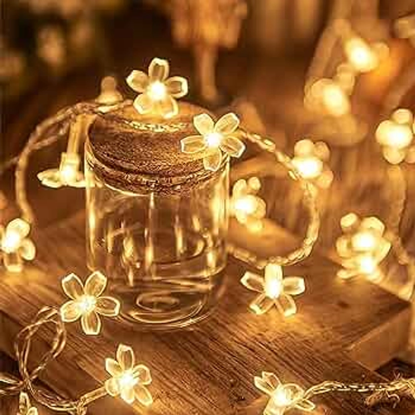 Flower Fairy Lights Battery Operated Indoor String Lights 30LED Cherry Blossom Lights Waterproof Decoration for Camping,Garden Fence,Birthday,Easter,Christmas,Wedding Party,Bedroom