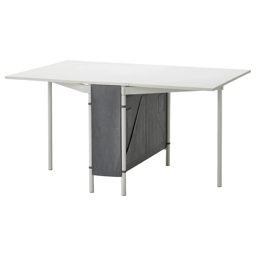 KALLHÄLL Table à rabat avec rangement, blanc/gris clair, 89x98 cm - IKEA