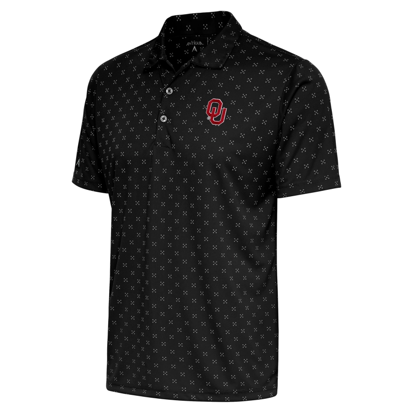 Men's Antigua Black/Steel Oklahoma Sooners Spark Polo