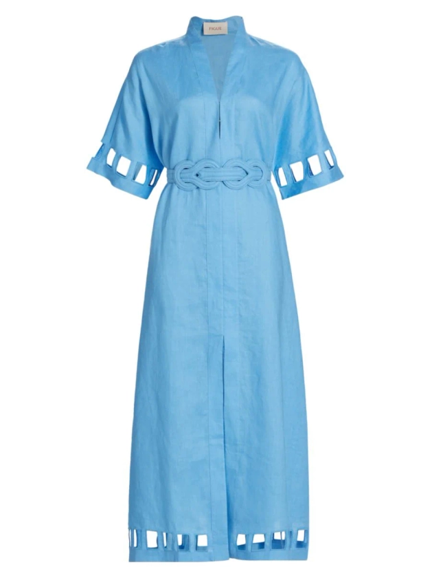 Shop Figue Adalaide Linen Belted Shirtdress | Saks Fifth Avenue