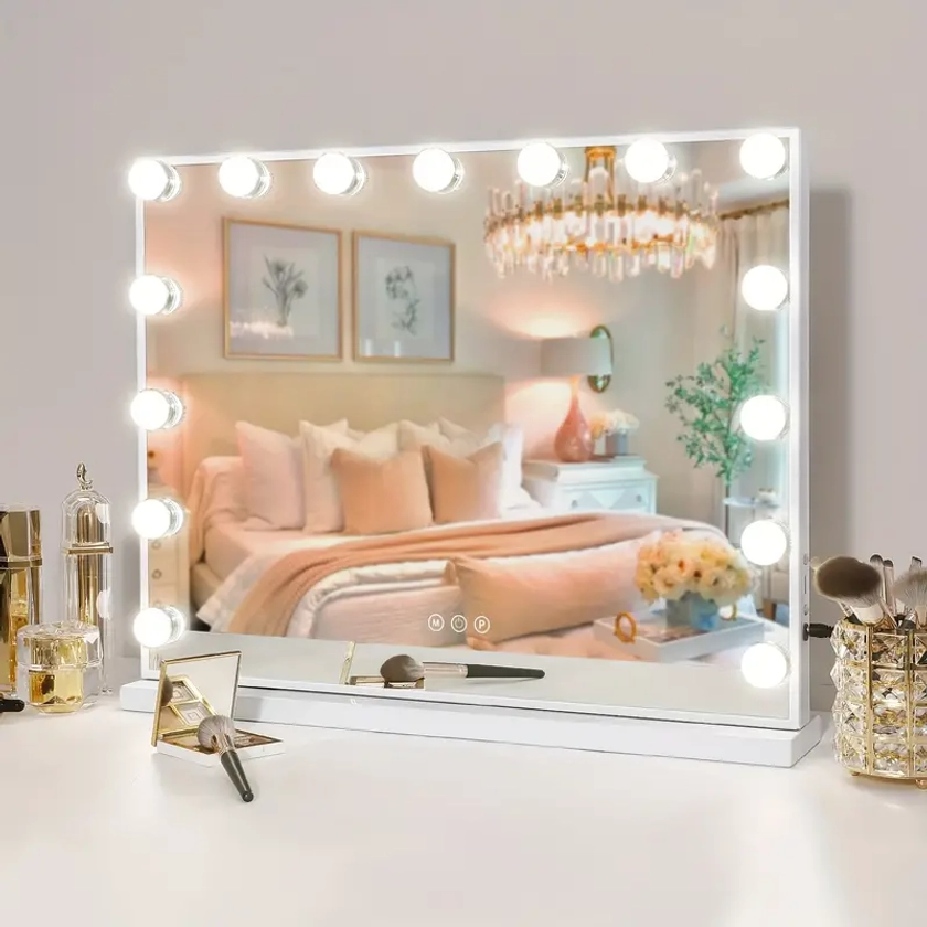 Miroir de courtoisie * avec lumières, chargement USB pour téléphones, montage mural sur table 23''x19''