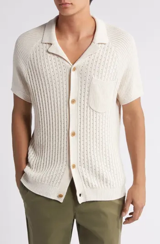 Treasure & Bond Mixed Stitch Short Sleeve Cardigan | Nordstrom