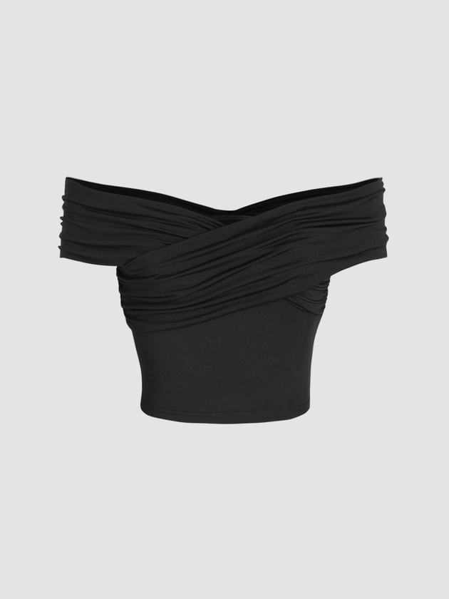 Off-shoulder Ruched Crop Top