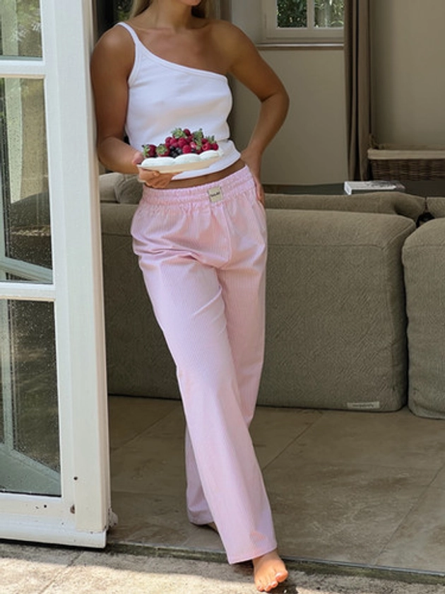 Pantalon Beaulieu rayures Candy Pink 🌸 | Galbo