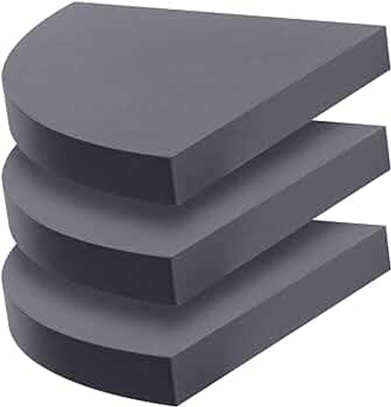 Harbour Housewares 6x Grey 25cm x 25cm Floating Corner Wall Shelves Set Compact Curved Easy to Install Shelf Office, Bedroom, Living Room Storage Wall Mounted Shelves