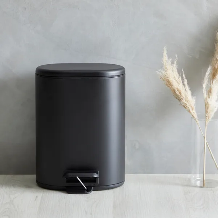 Elements 6L Matte Black Recycling Pedal Bin