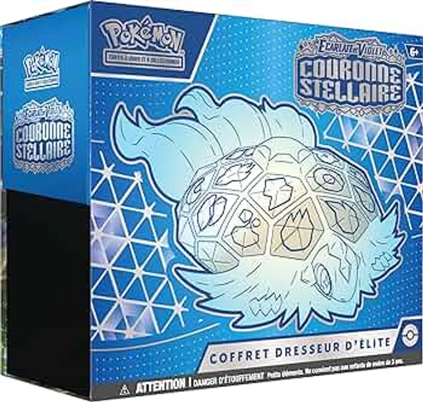 JCC Pokémon : Coffret Dresseur d’élite Écarlate et Violet – Couronne Stellaire (1 Carte Promo entièrement illustrée, 9 boosters et des Accessoires de Jeu Premium)