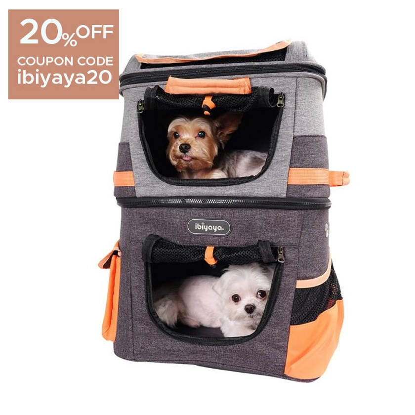 Two-tier Pet Travel Backpack, Best Hiking Double Cat-Dog Carrier Bag For Two Small Pets