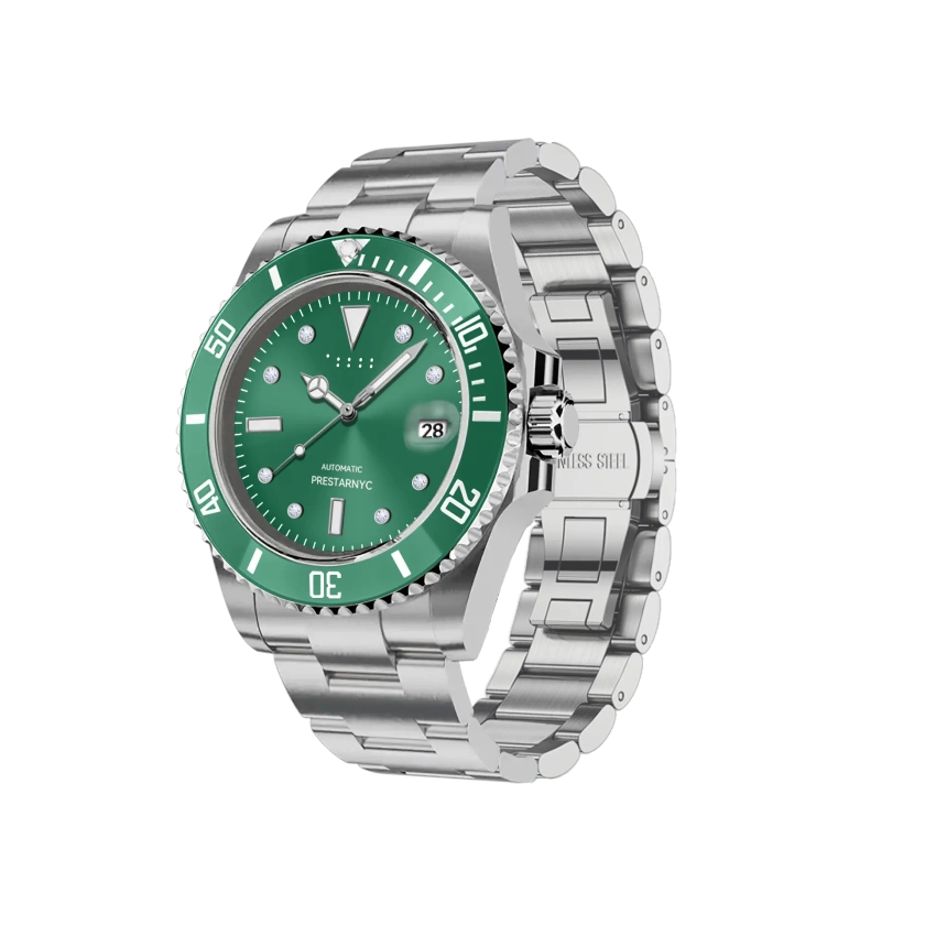 Prestar NYC Aquaman Classic Diamond Watch (Forest Green)