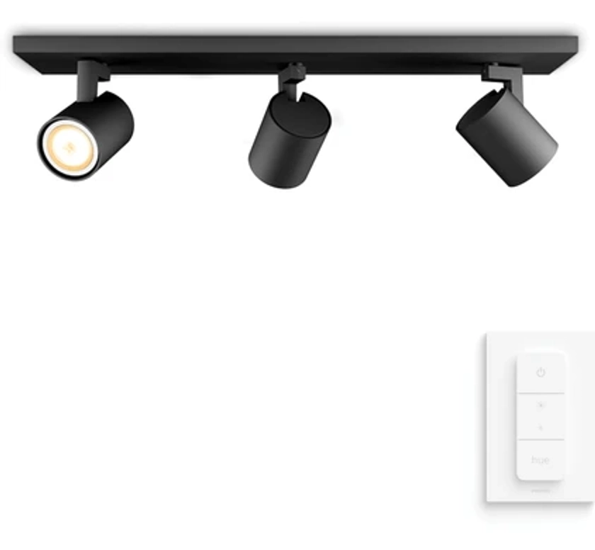 Philips Hue Runner 3-Spot Mounted Spot Light White Ambiance Black + Dimmer