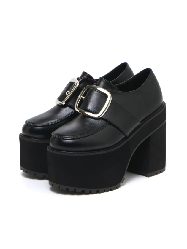 【Bubblestokyo】Square Buckle Platform Loafers / official overseas online shopping site