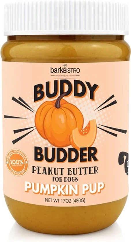 Bark Bistro Company Buddy Budder Pumpkin & Cinnamon Peanut Butter Lickable Dog Treats, 17-oz jar