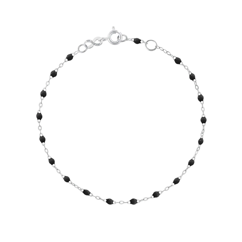 Bracelet noir Classique Gigi, or blanc, 17 cm