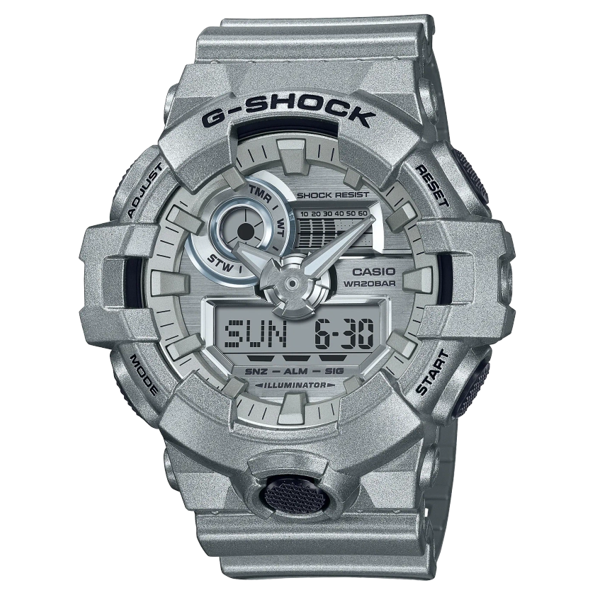 GA700FF-8A | Retro Futuristic Metallic Silver Men’s Watch by G-SHOCK | CASIO