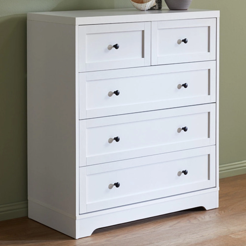 White Aurora 5 Drawer Chest