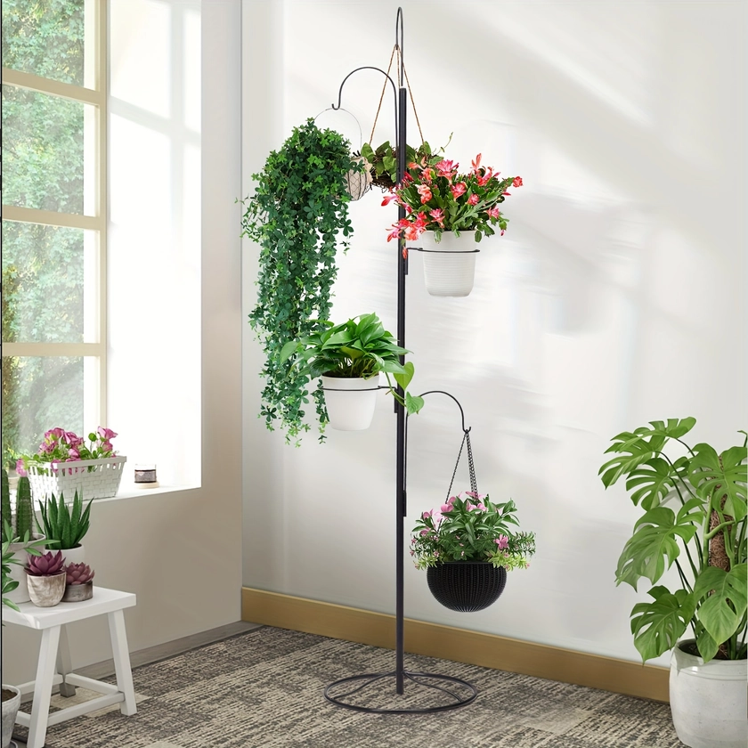 Hanging Garden Pot Plant Stand Flower Display Bird Feeder Pole Freestanding
