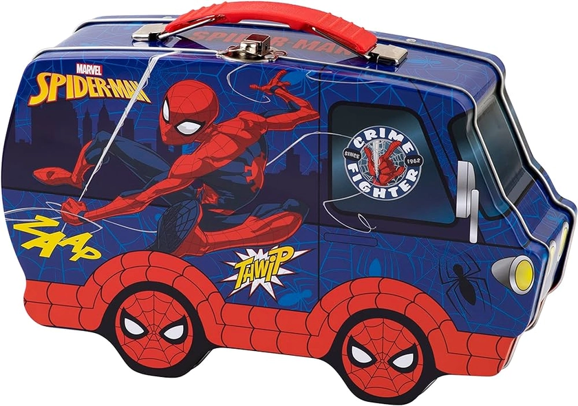 Spider-man Van Shaped Tin Carry All with Handle Lock and Clasp