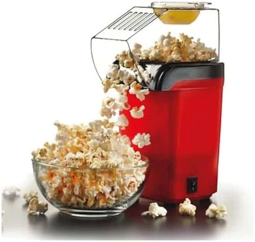 Hot Air Mechanism "Fat Free" Popcorn Maker | No Oil | Free Popcorn Bags Included | Healthy Home-Made Treats | Movie Nights/Sleepovers/Kids Parties | 1200 W | Red | Anti Slip Feet