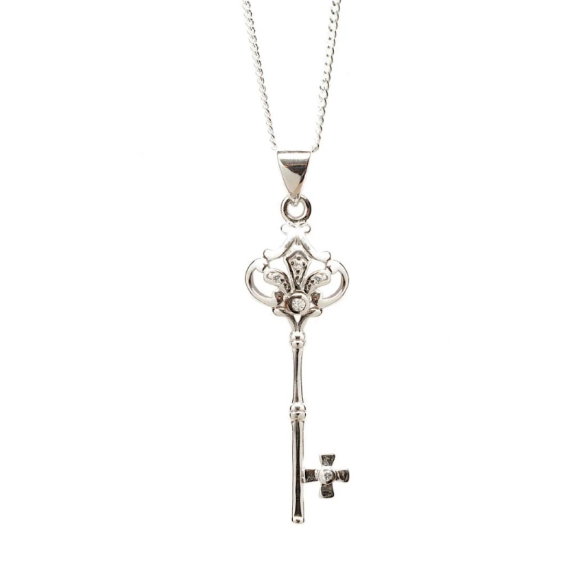 Sterling Silver Key Necklace | Vintage Style Necklace | Lily Blanche