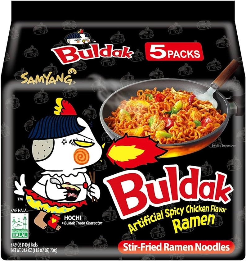 Samyang Dried Noodle Buldak Bag Noodles,140g (Pack of 5) : Amazon.co.uk: Grocery