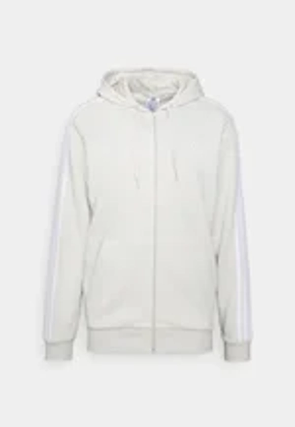 adidas Performance ESSENTIALS 3 STRIPES FULL ZIP - Sweater met rits - alumina/white/grijs - Zalando.be