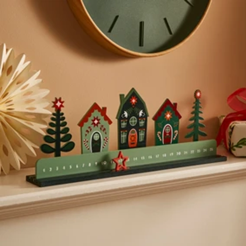 Folk Cottages Christmas Countdown Ornament