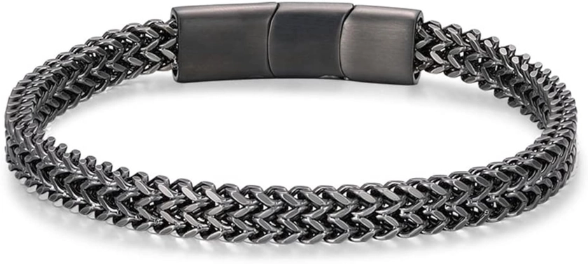 Bracelets for Men-Stainless Steel Magnetic Clasp Franco Chain Mens Bracelet