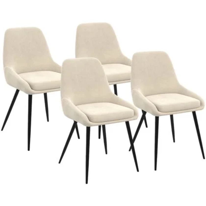 Lot de 4 chaises THALYA en velours beige avec accoudoirs