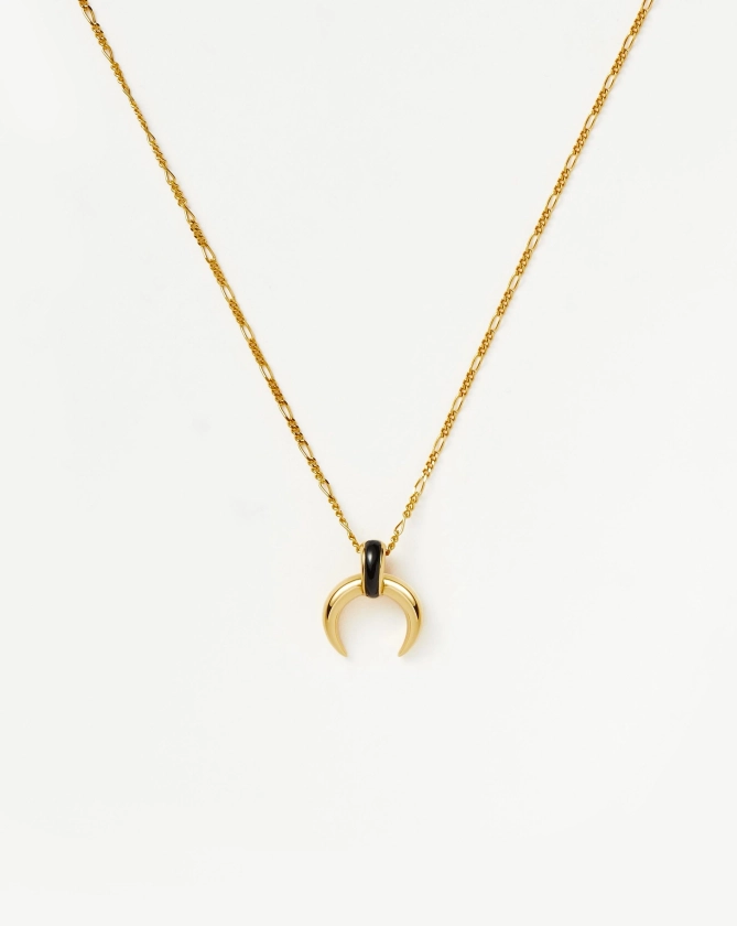 Lucy Williams Black Onyx Horn Pendant Necklace | 18ct Gold Plated Vermeil/Black Onyx Necklaces