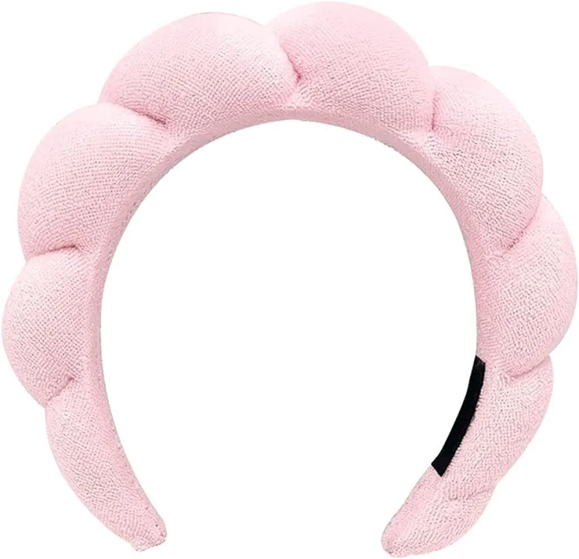 Spa Sponge Headband for Washing Face, Skincare Headbands for Makeup Removal, Shower, Hair Accessories, Terry Cloth Headbands for Women(Pink)