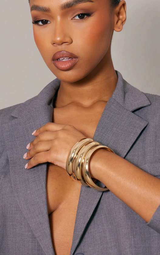 Gold Chunky Bangle 3 Pack | Accessories