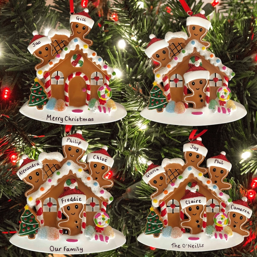 Personalised Christmas Tree Decoration. Gingerbread House. Xmas Bauble. Christmas Gift for Families of 2,3,4 or 5. Gender Neutral Ornament - Etsy UK